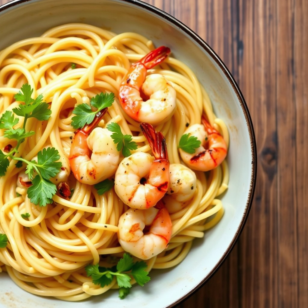 Grillet reke- og kyllingpasta