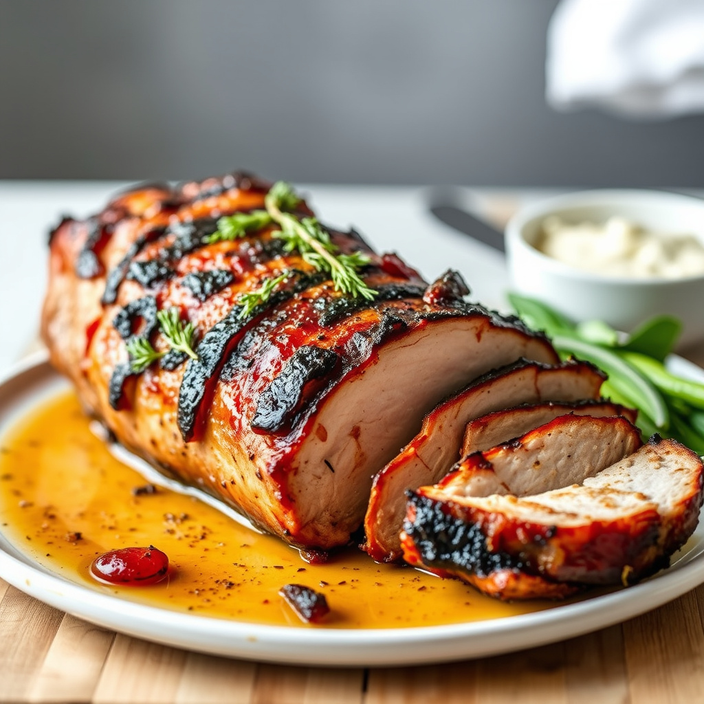 Grillet, saltet og ovnsstekt svinefilet