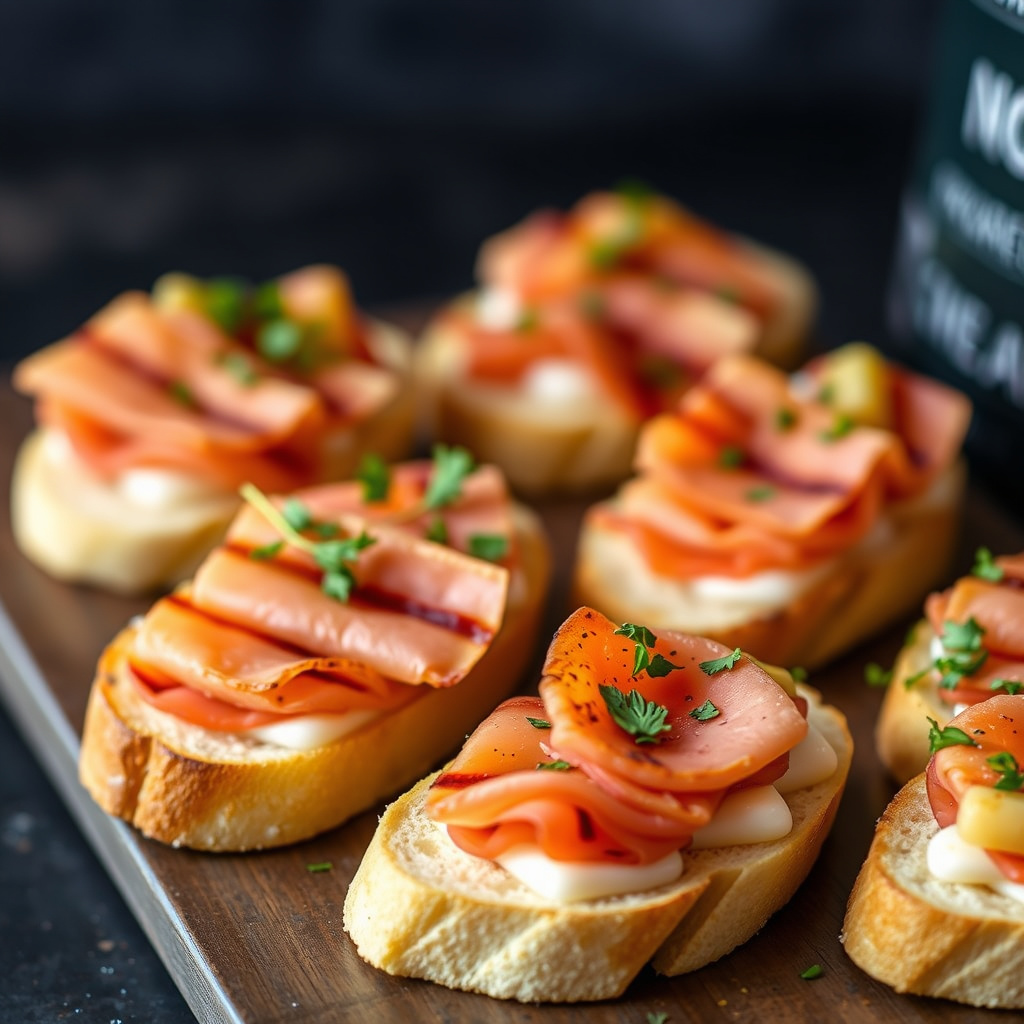 Grillet Serranoskinke og Manchego-ost crostini