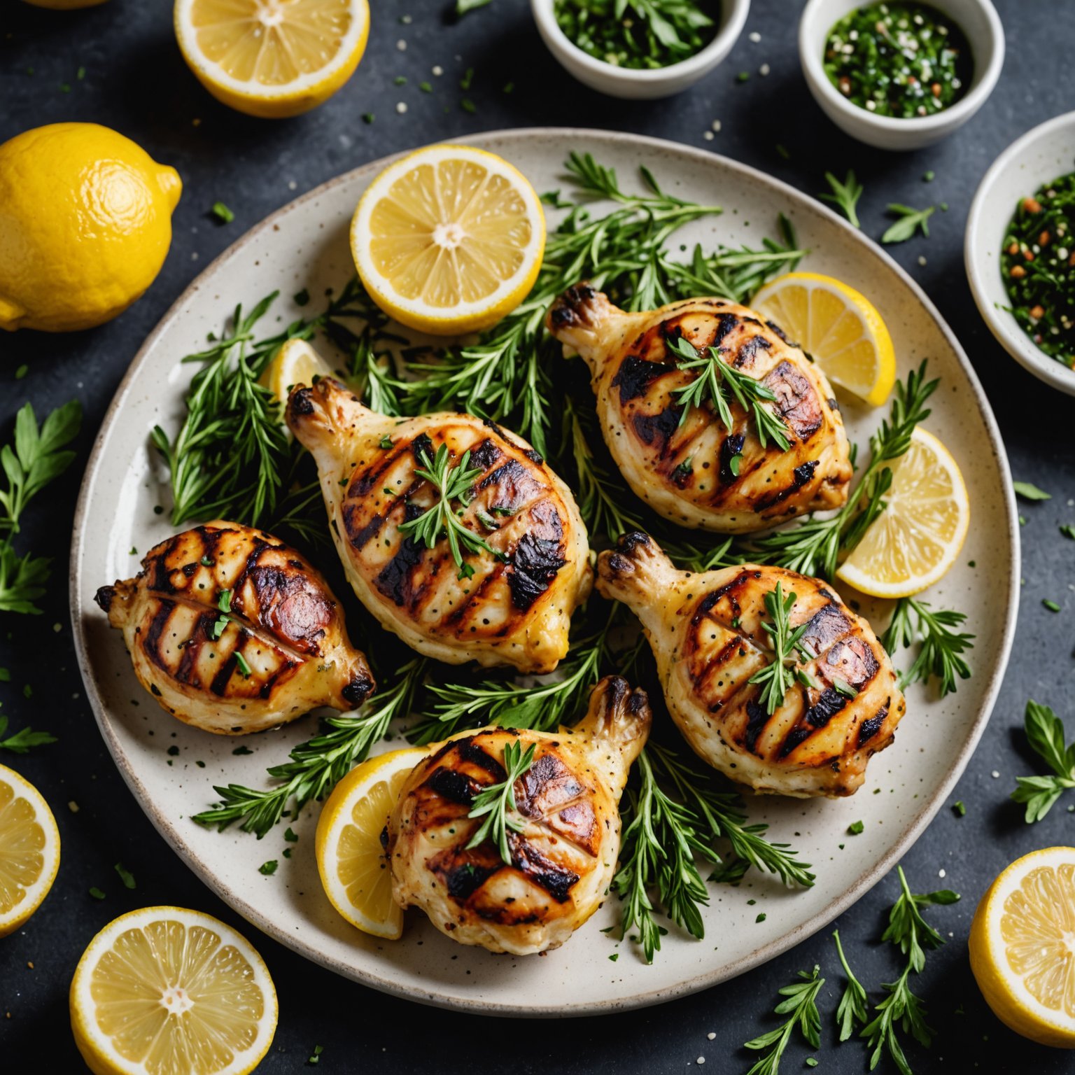 Grillet sitron-urtes kyllingpoussin
