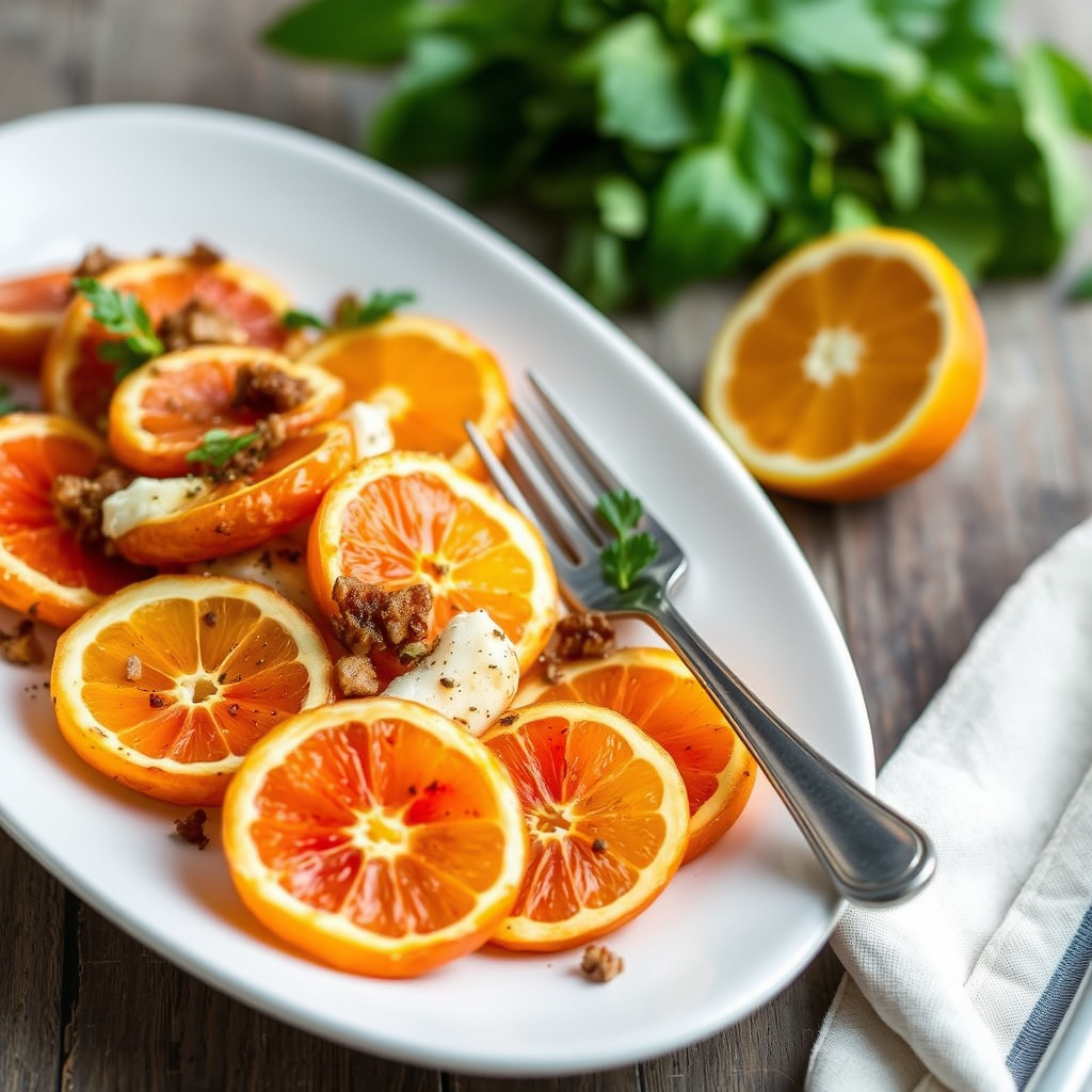 Grillet sitrus-salat med Cointreau og brunt sukker