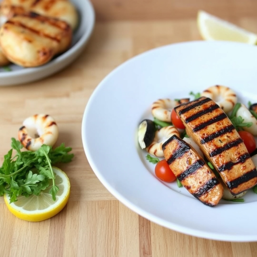 Grillet sjømat-salat Nicoise