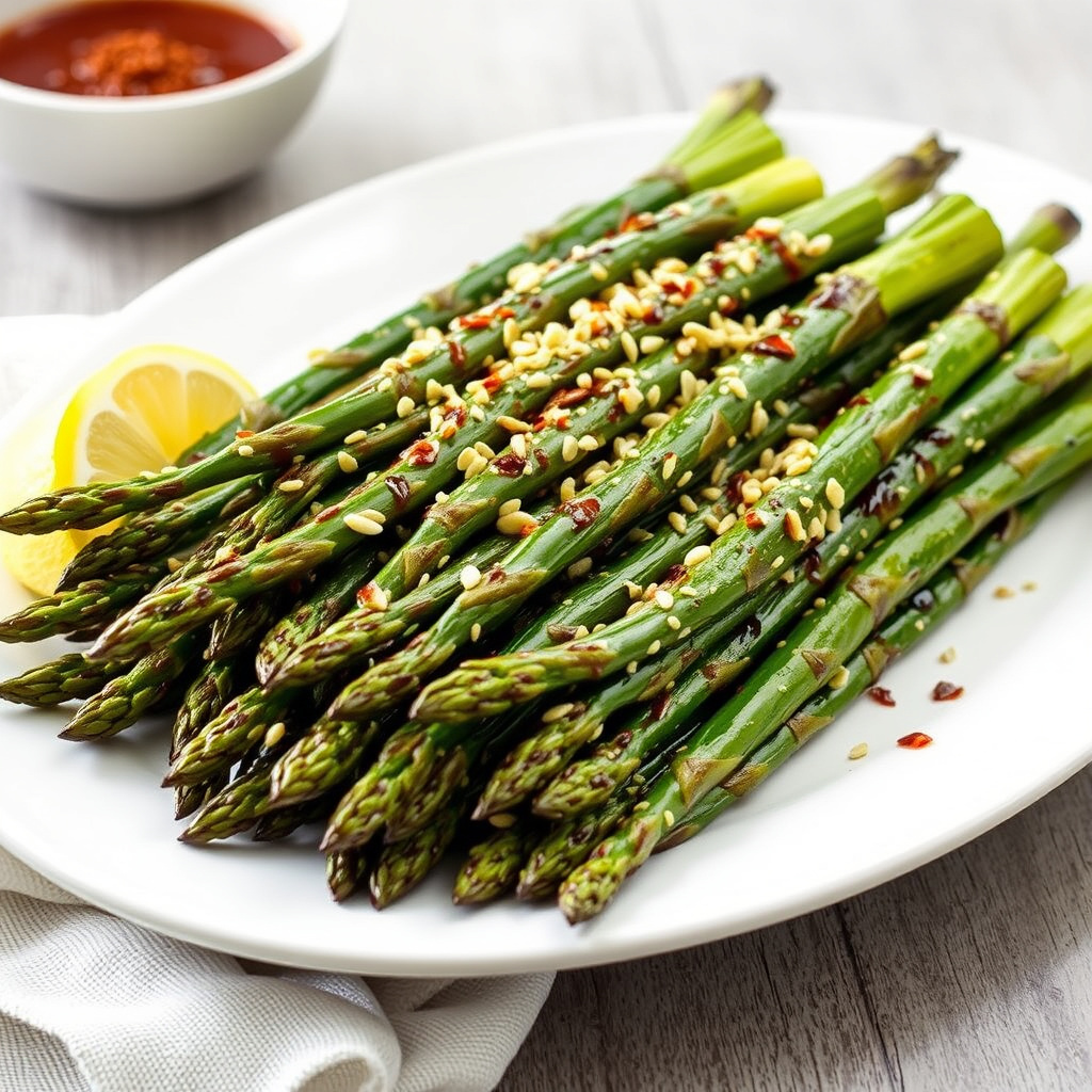 Grillet soyasaus- og sesamasparges