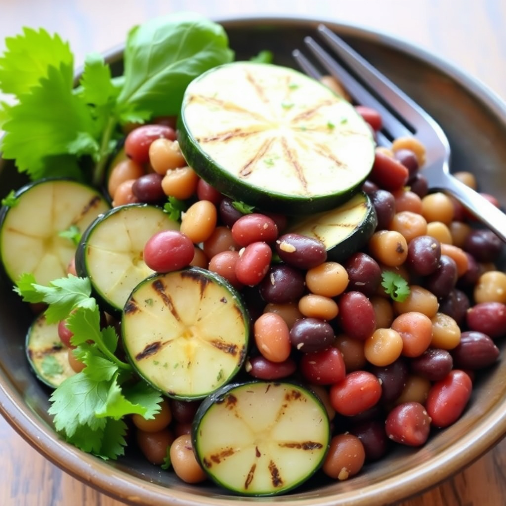 Grillet squash- og bønnesalat