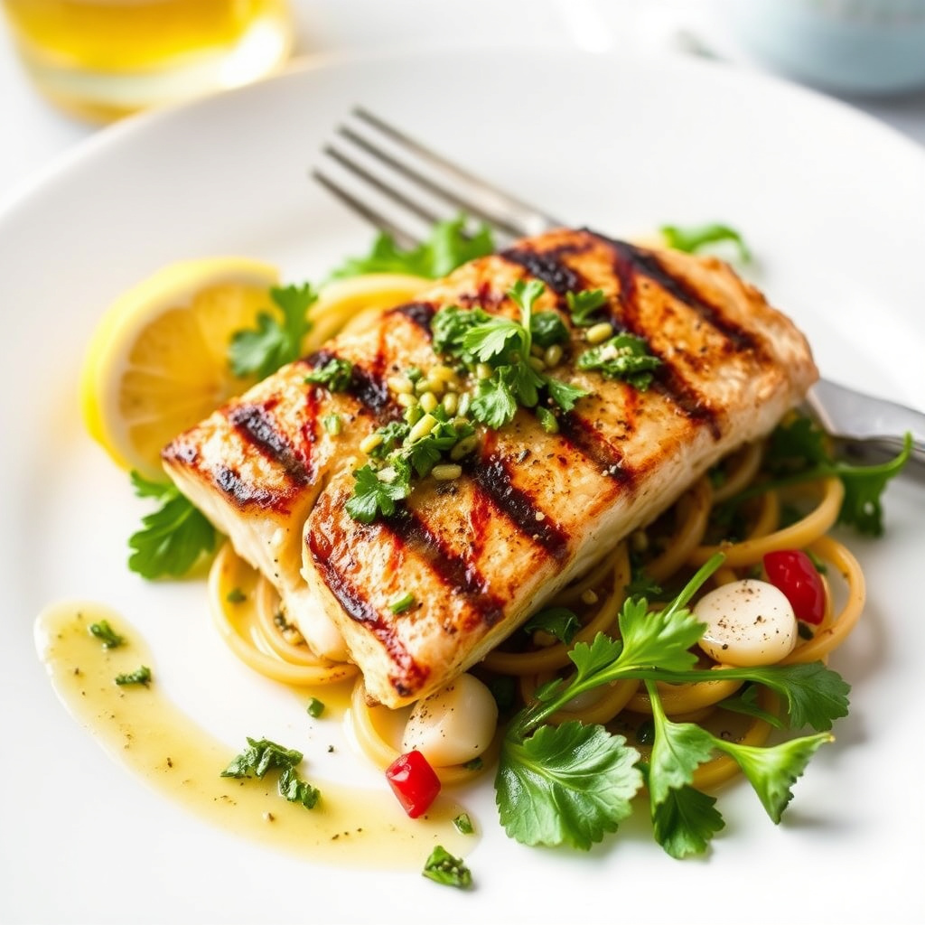 Grillet sverdfisk med nicoise-vinaigrette