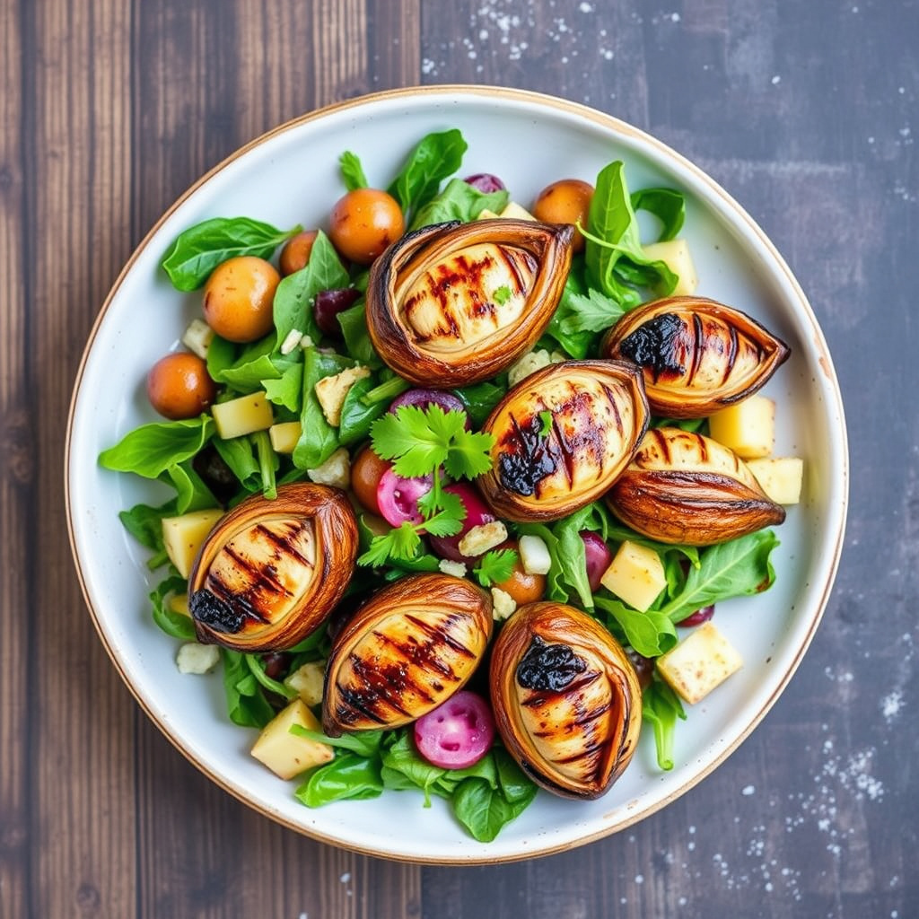 Grillet vaktelsalat med mango og papaya
