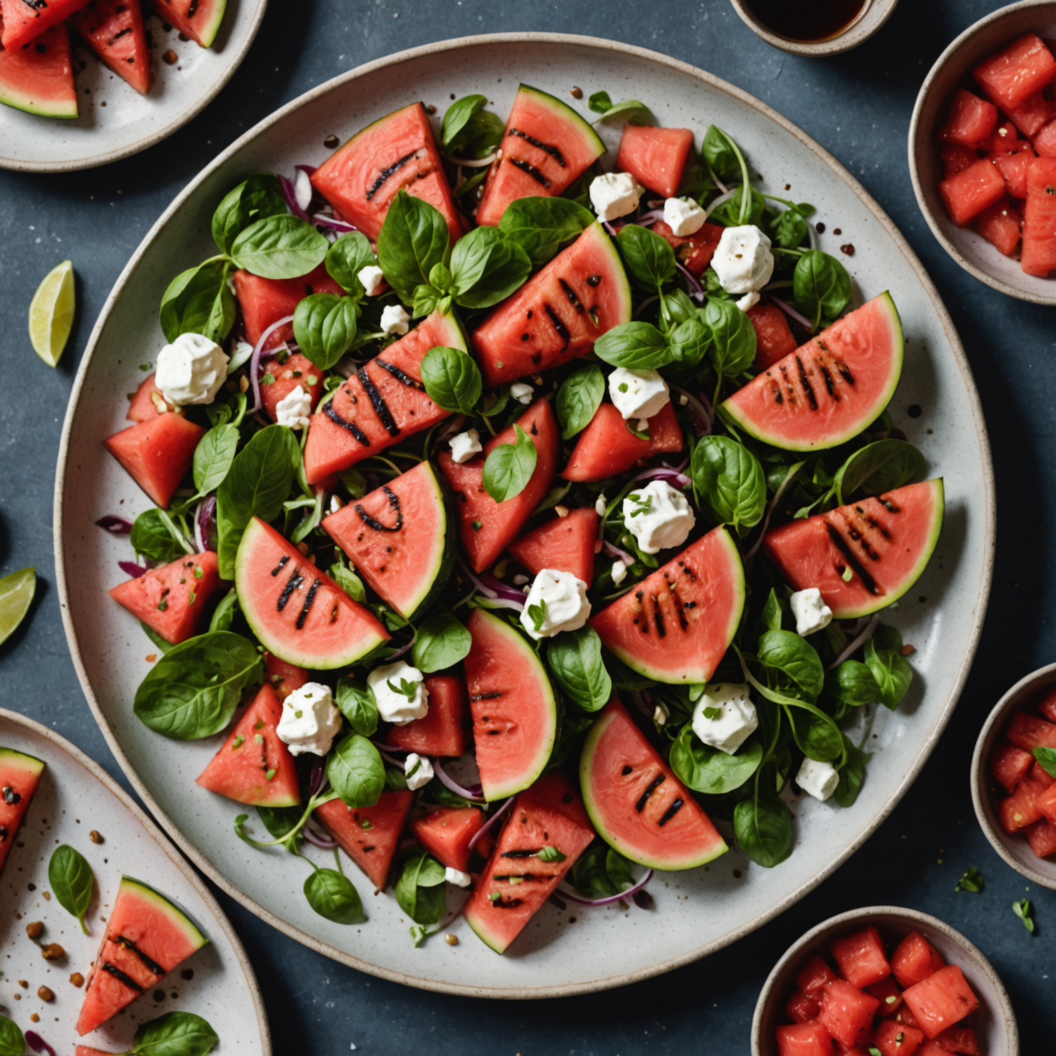 Grillet vannmelon-salat