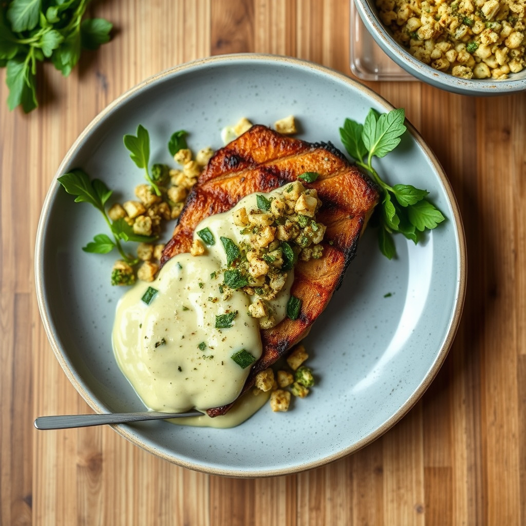 Grillet ytrefilet med urtestrøbrød og Bagna Cauda-saus