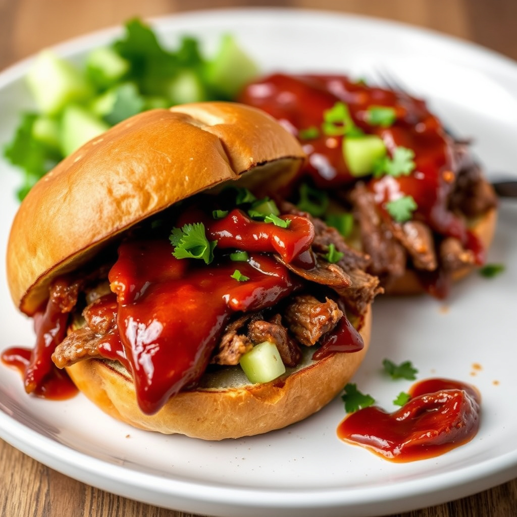 Grillstekt brisketsandwich med barbecuesaus