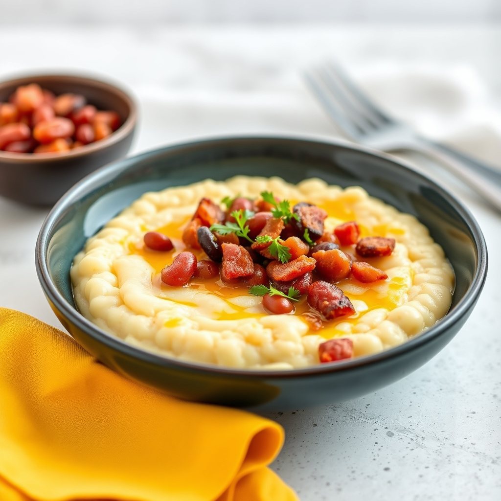 Grits med bacon og bønner