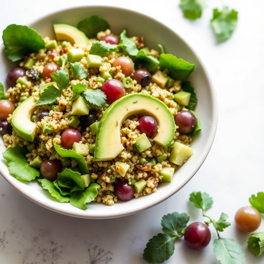 Grønn drue- og avokadosalat med quinoa