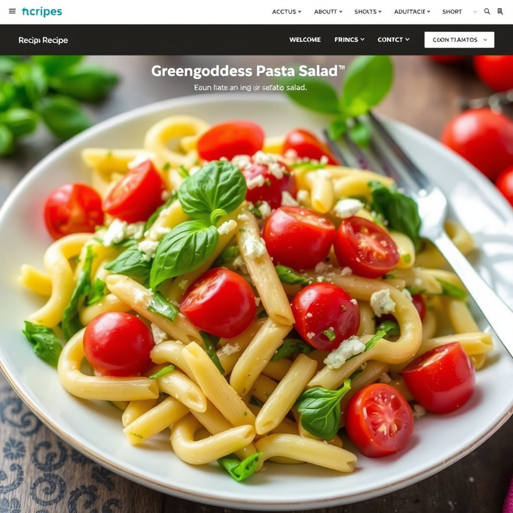 Grønn gudinne-pastasalat med cherrytomater