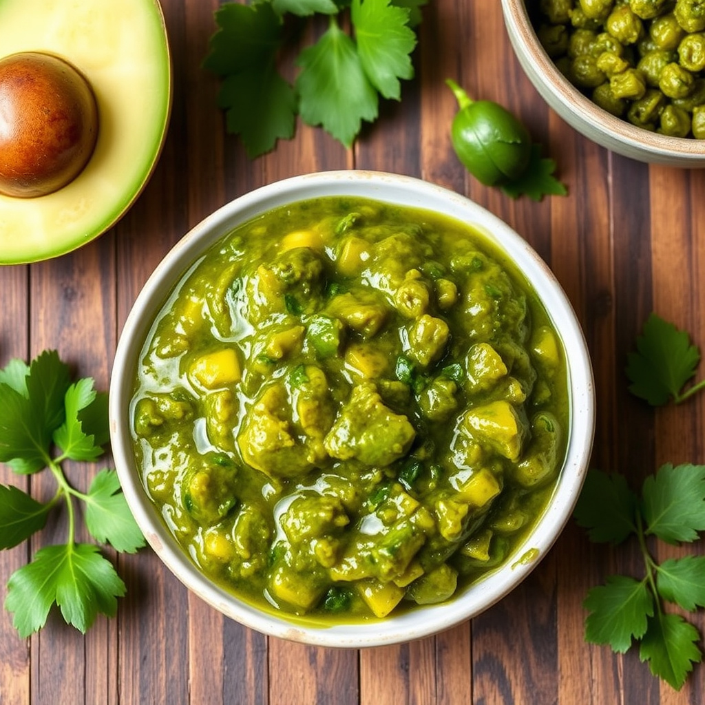 Grønn mango chutney med ingefær og chili