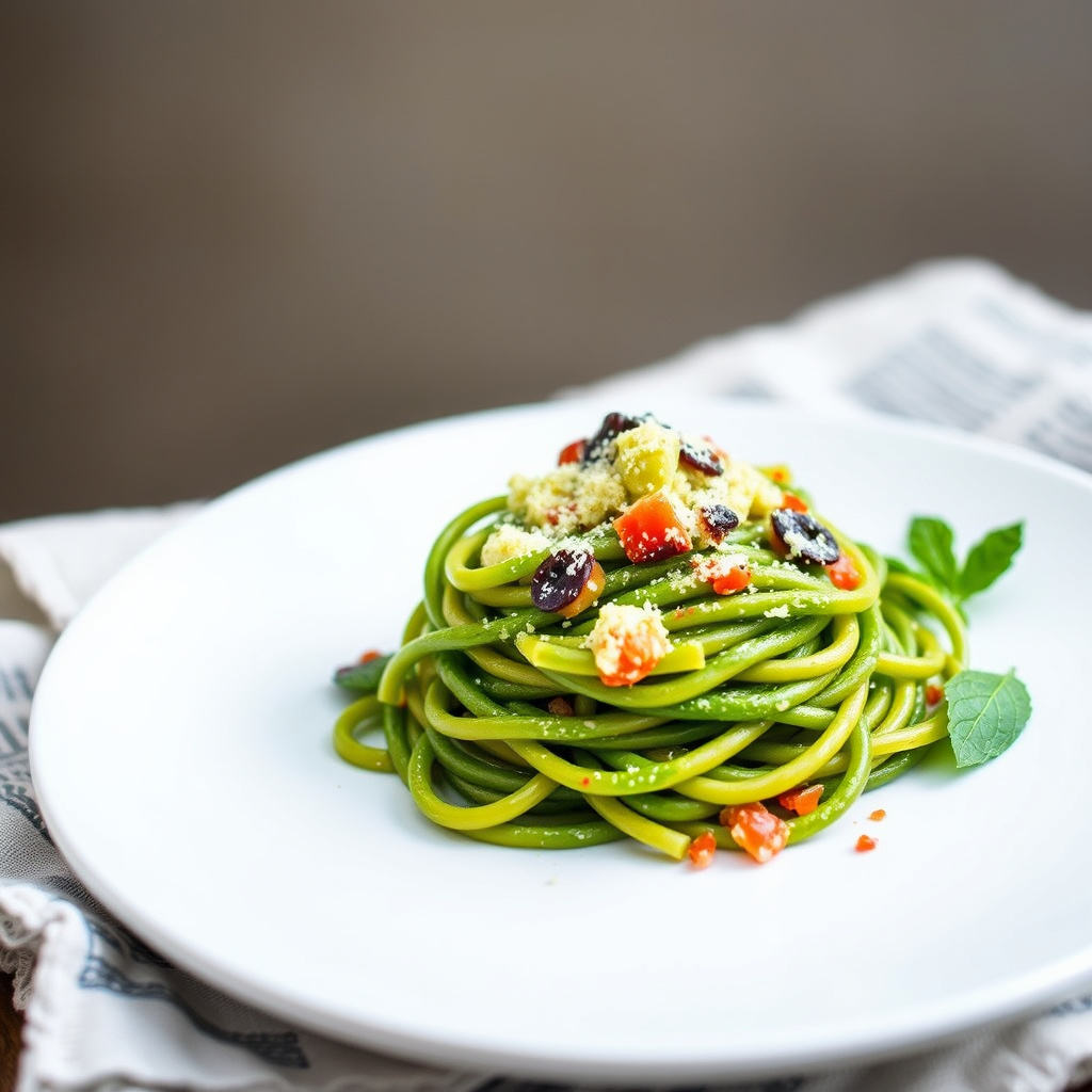 Grønn pasta, middelhavsstil