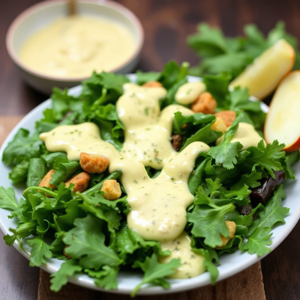 Grønn salat med kremet sennepsvinaigrette