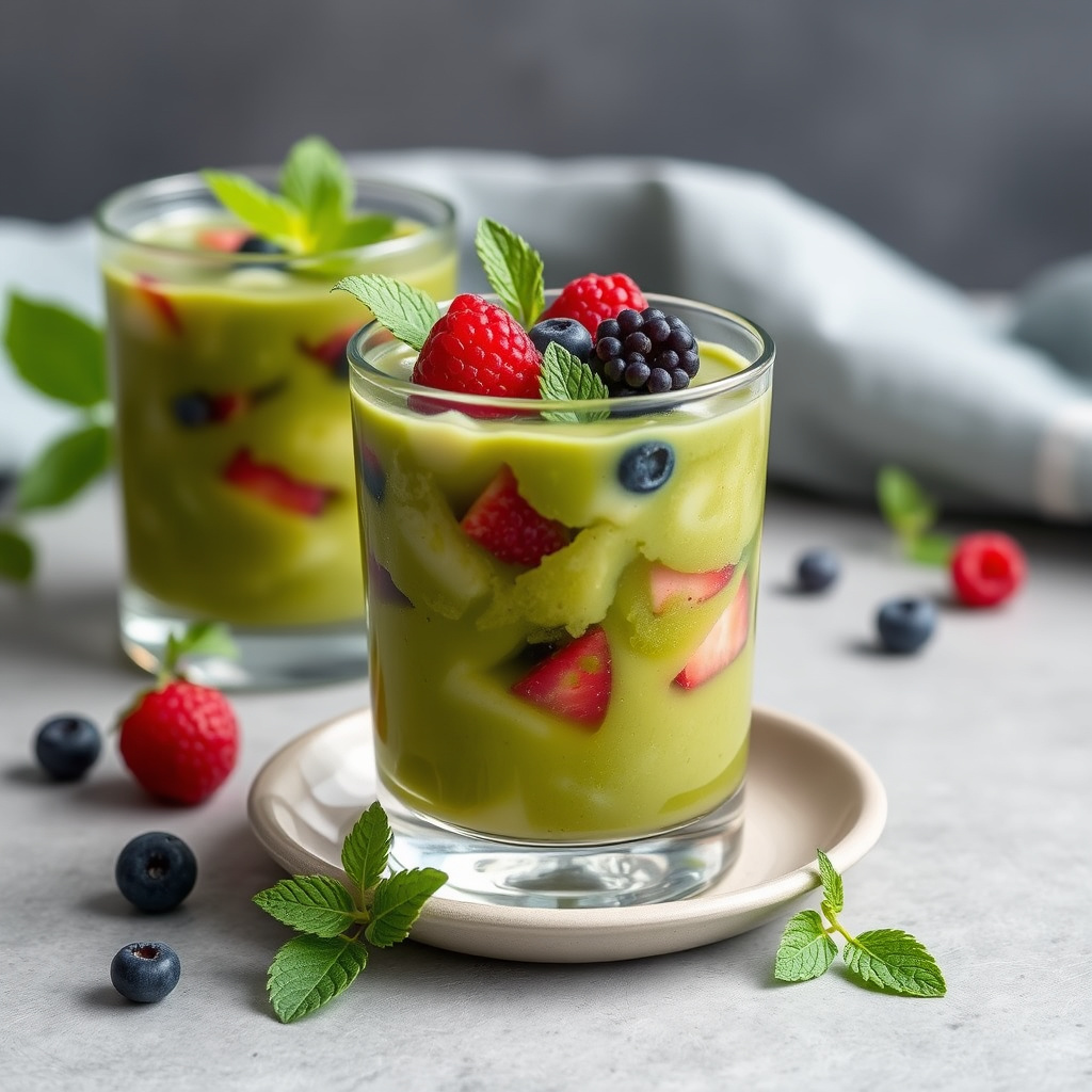 Forfriskende grønn te med bær