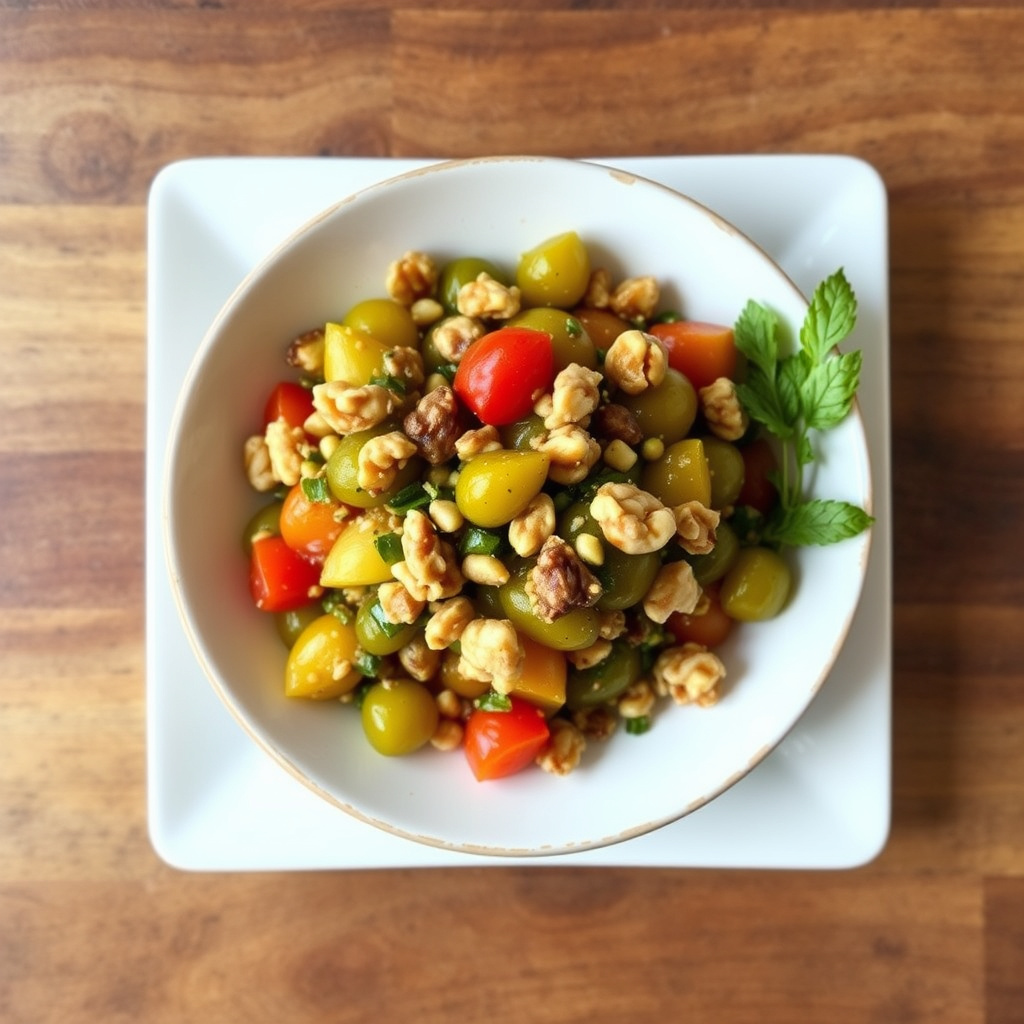 Grønn tomat- og valnøttsalat