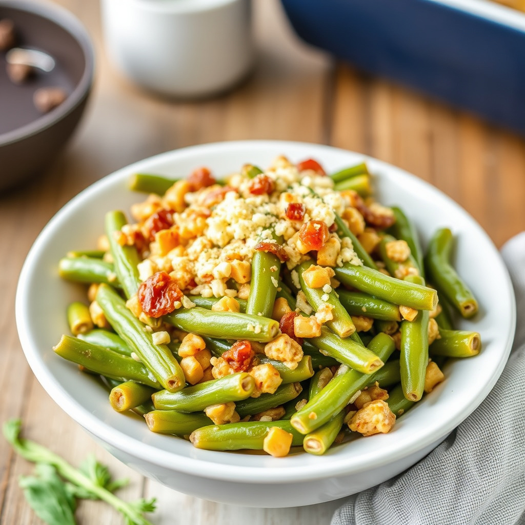Grønne bønner i ildfast form