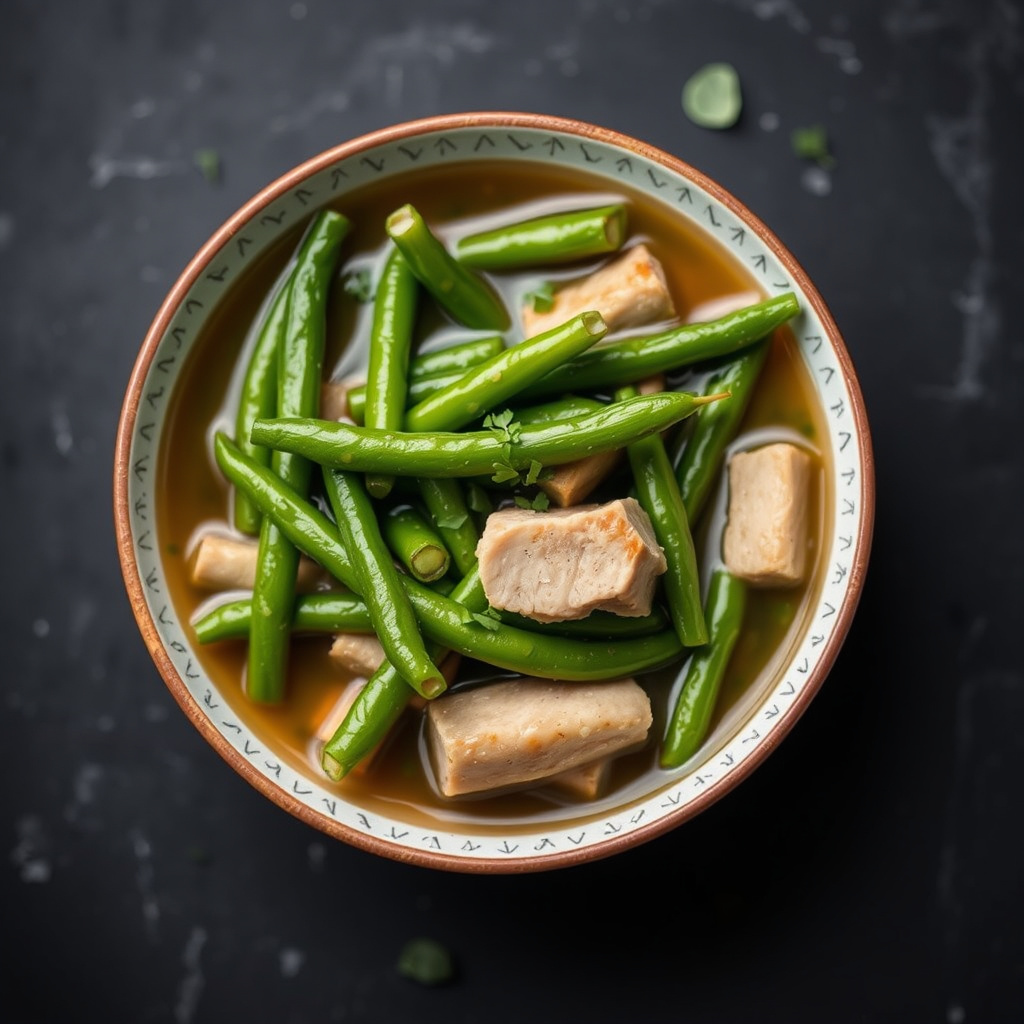 Grønne bønner i svinebuljong