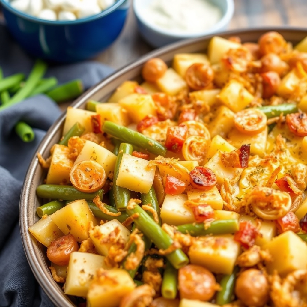 Grønne bønner og potetgrateng