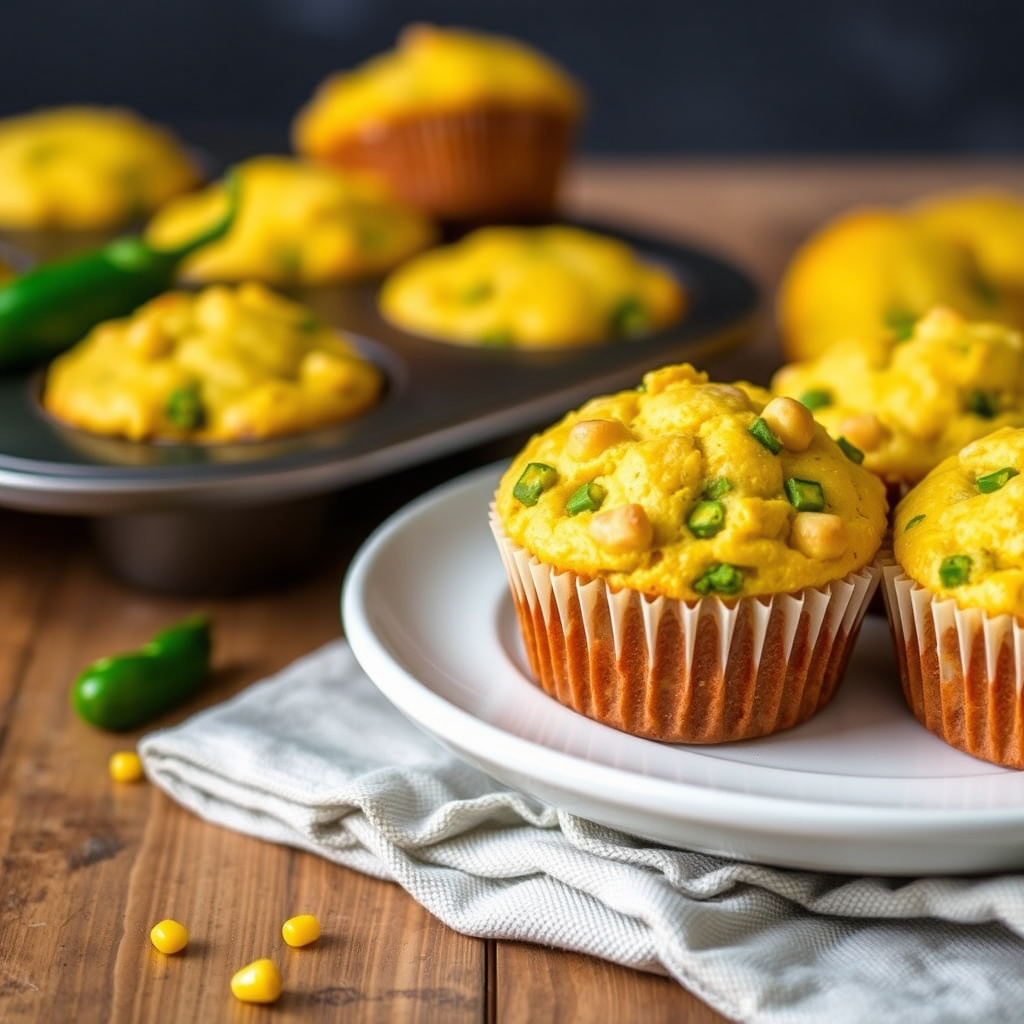 Grønne chili- og maismuffins