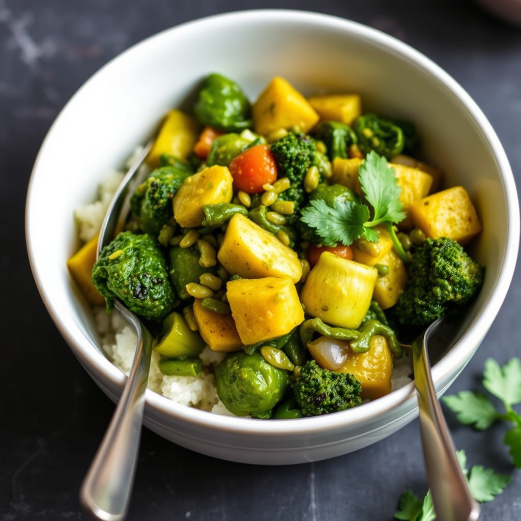 Grønnsaker med grønn karri