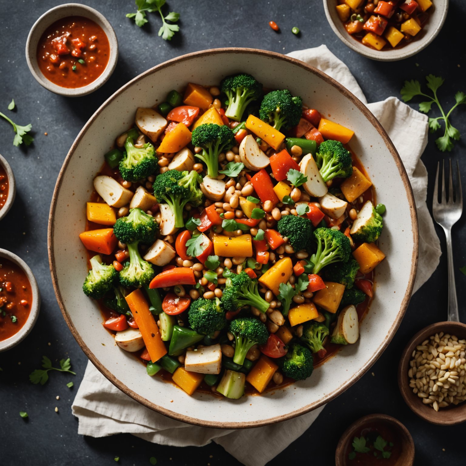 Grønnsaksblanding i hvitløk- og chilisaus