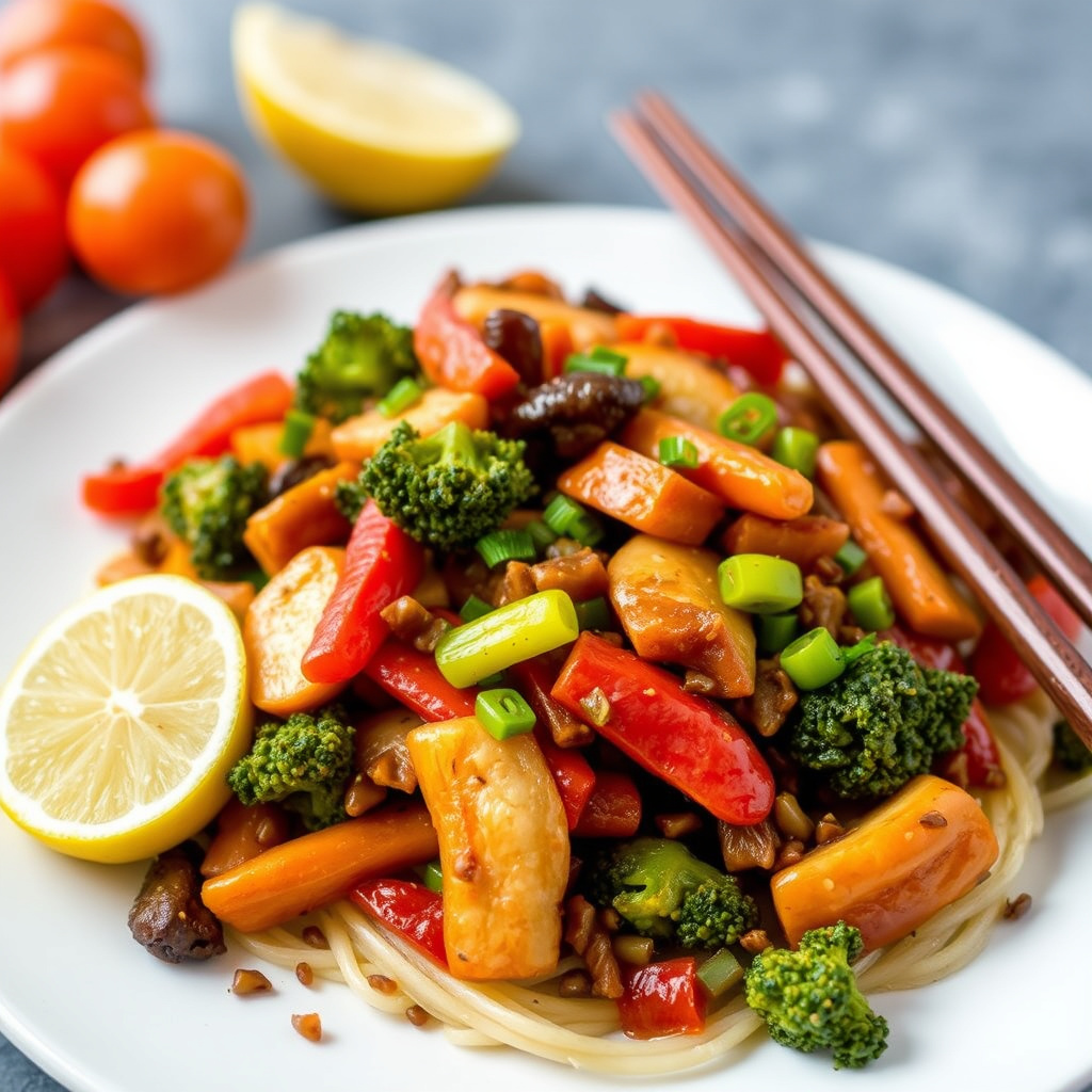 Grønnsaksblanding stekt i wok