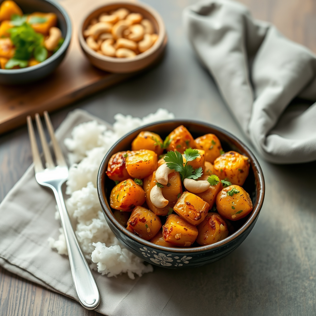Gujarati-poteter med cashewnøtter