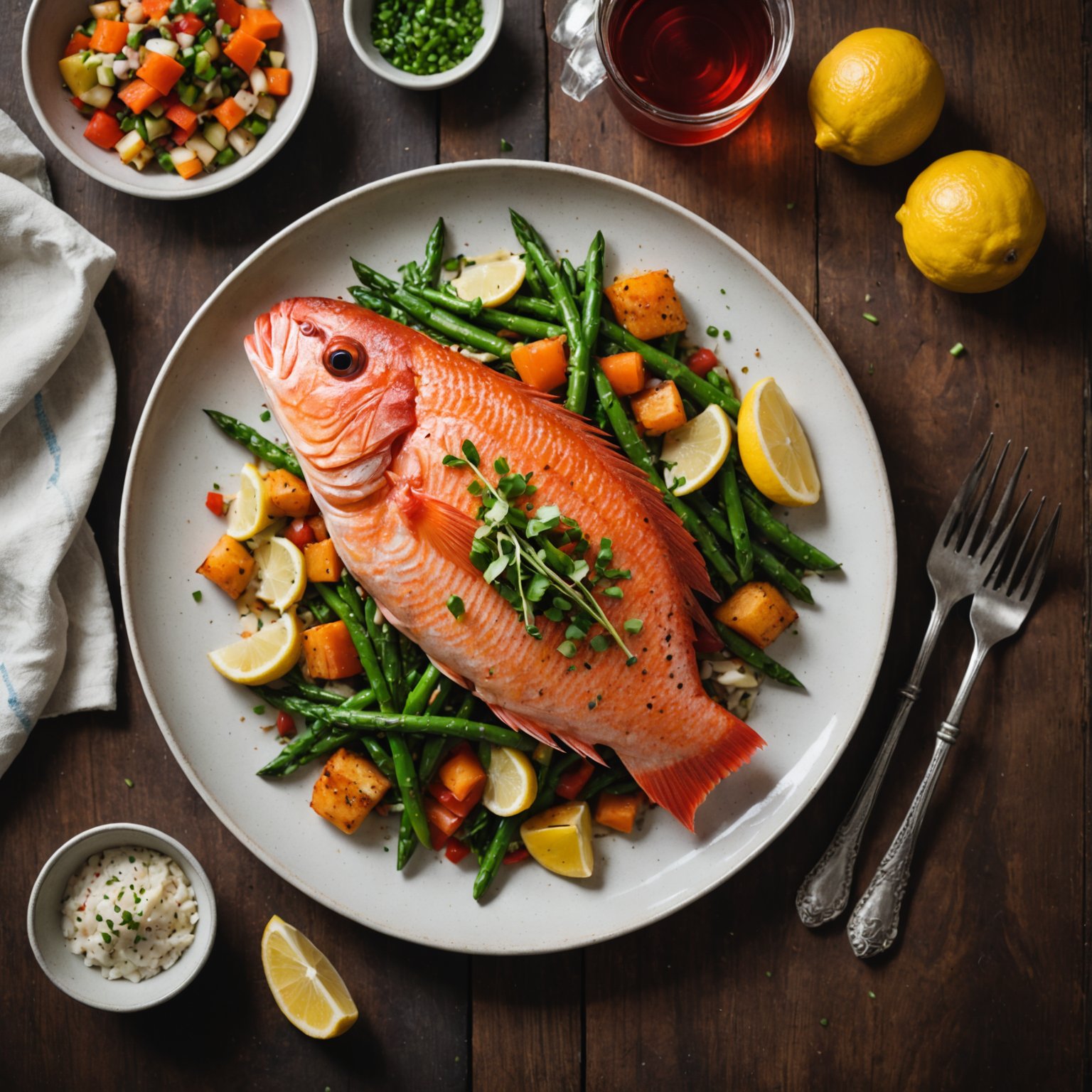 Rød snapper fra Gulfkysten med tomat og løk