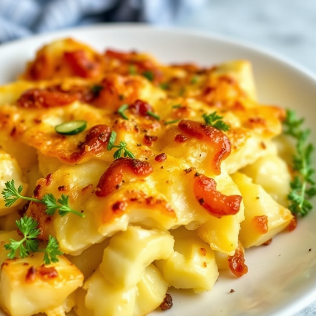 Gullfargede gratinerte poteter