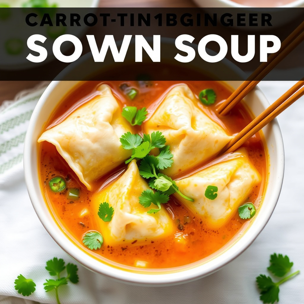 Gulrot-ingefærsuppe med wonton