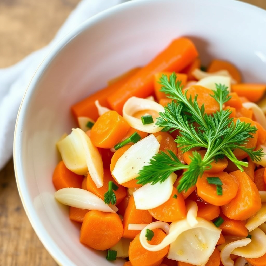 Gulrot- og fennikelpuré med fløte