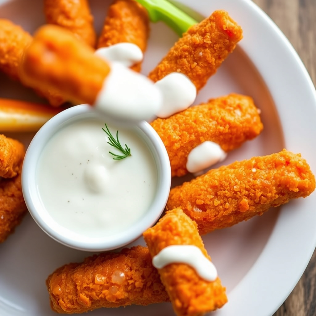 Gulrotfingre og ranchdressing