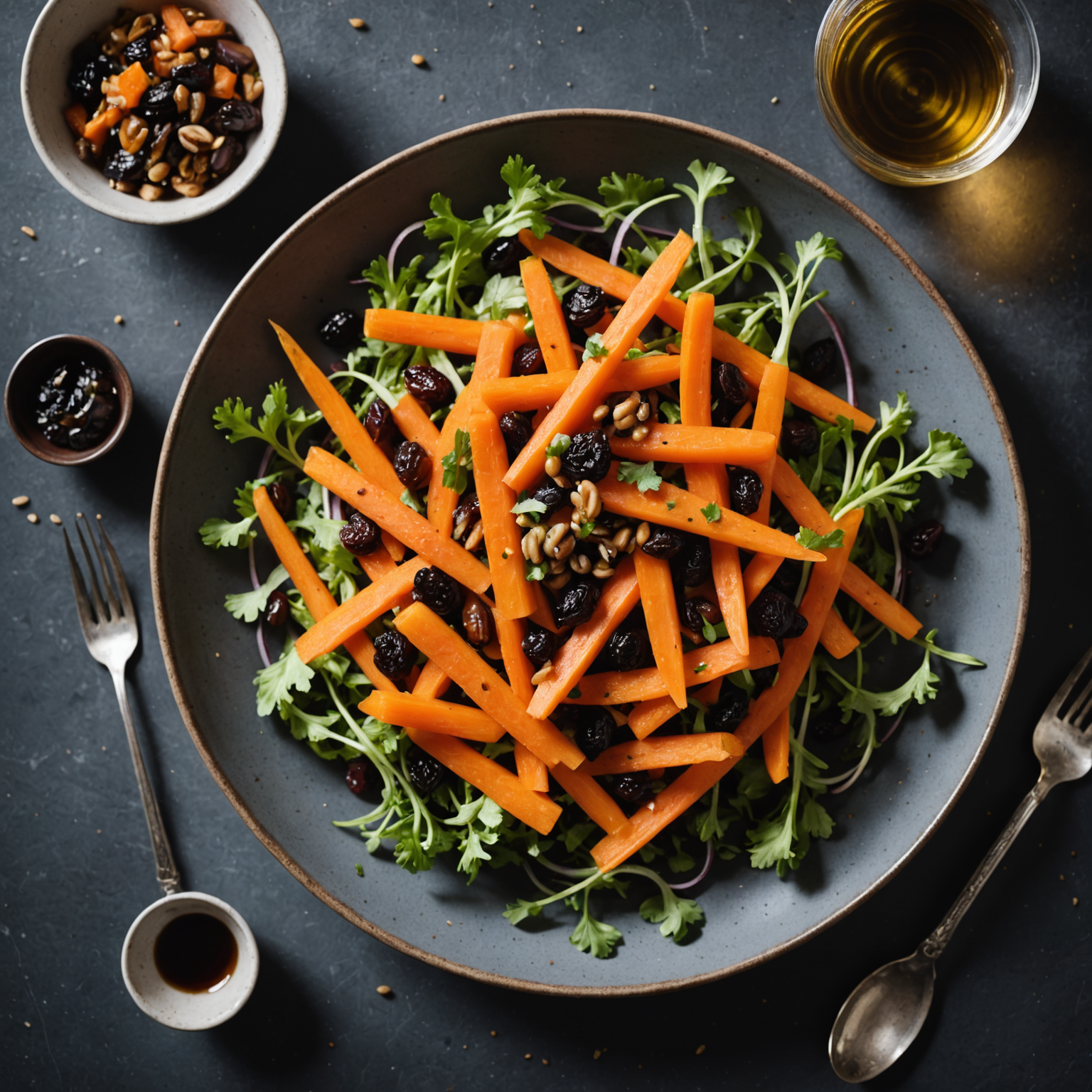 Gulrotsalat med rosiner og sherryeddik