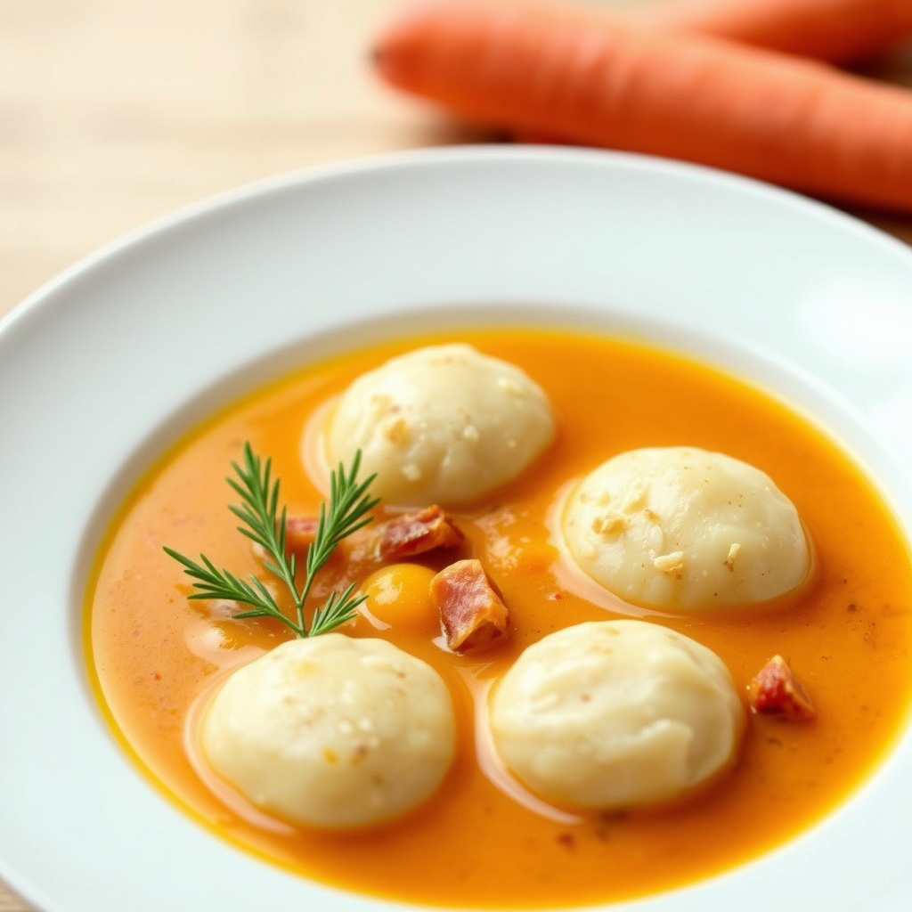 Gulrotsuppe med bacon og dilldumplings