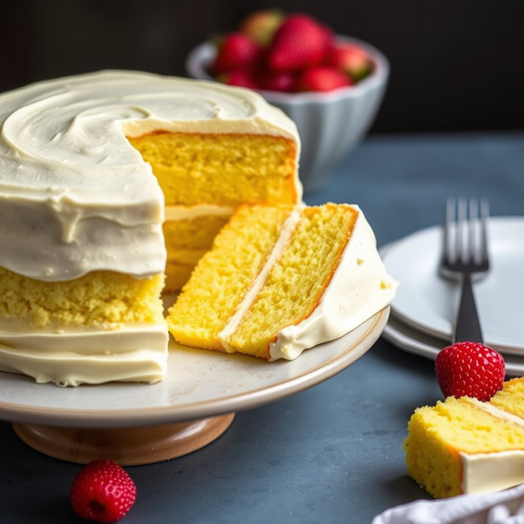 Gult kake med sveitsisk smørkrem