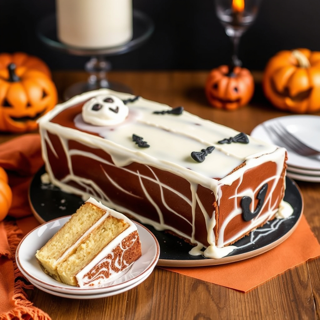 Halloween-kistekake med godterifyll