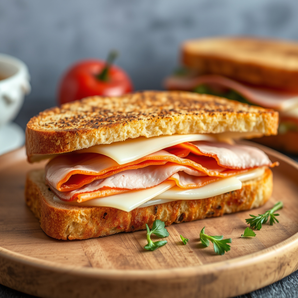Ham, roast svinekjøtt og sveitsisk ostesmørbrød på søt brød: Medianoche