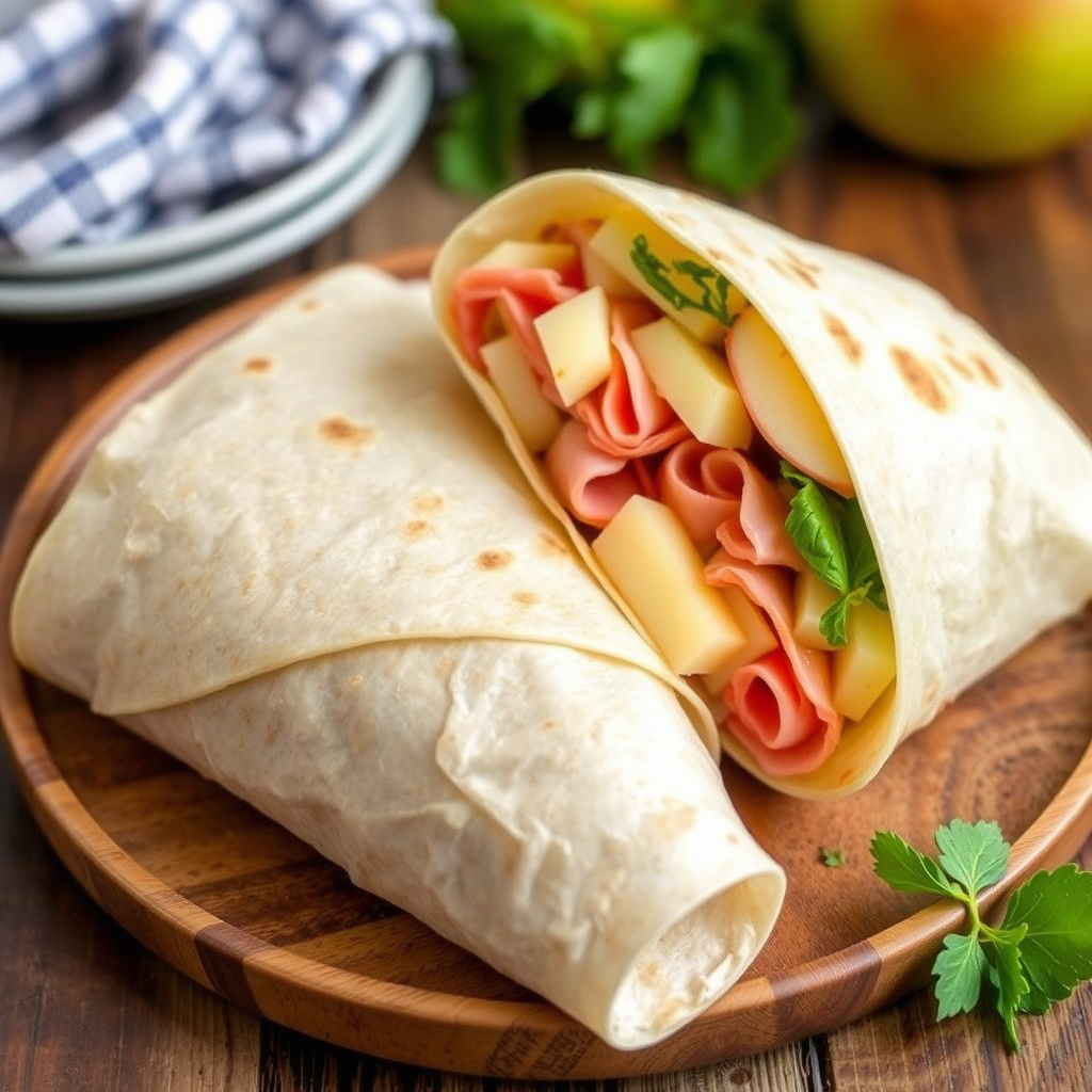 Ham, Swiss og Apple Wraps