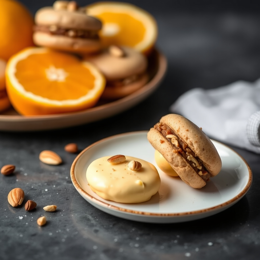 Hasselnøtt- og mandelmakroner med appelsinsemifreddo