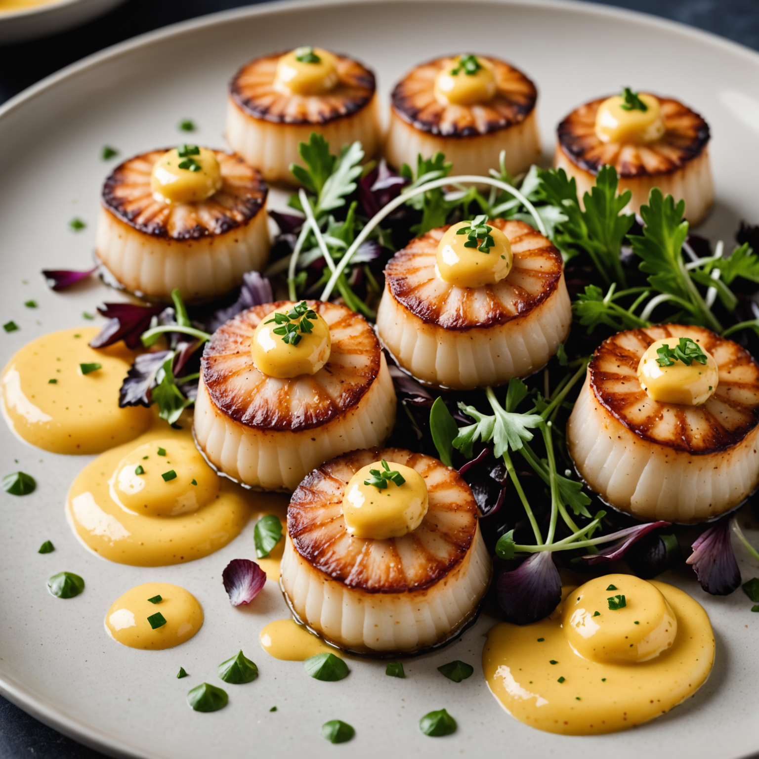 Havets kamskjell med safran-aioli