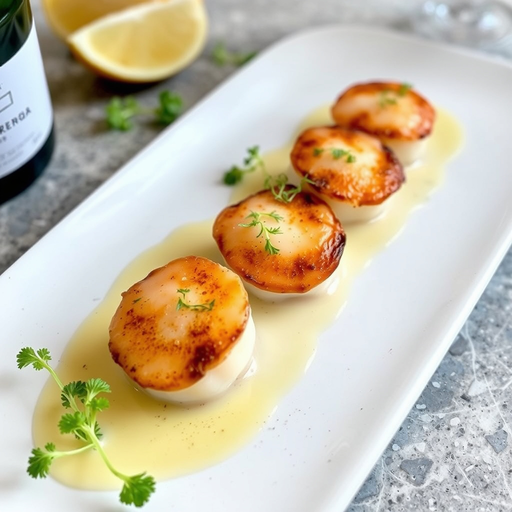 Havets kamskjell med vermut