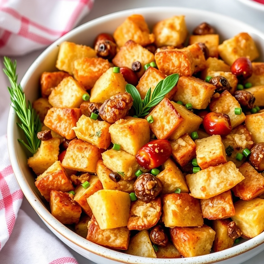 Hawaiisk søtbrød-stuffing med ananas og tranebær