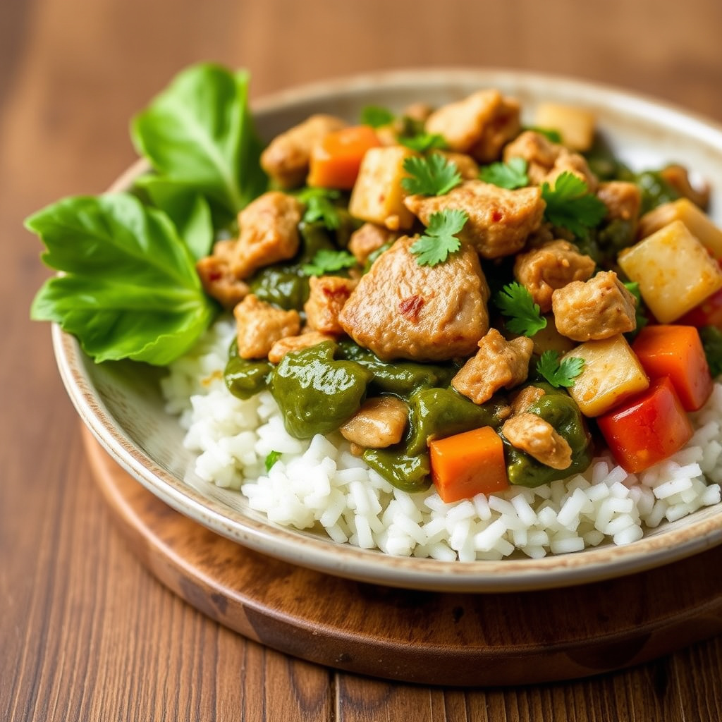 Hawaiisk svinefilet med ananas og spinat