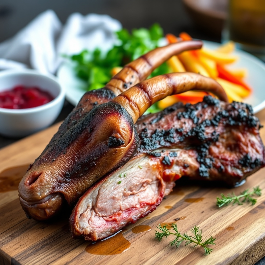 Røkt geitekjøtt med jasminris og kirsebærsaus