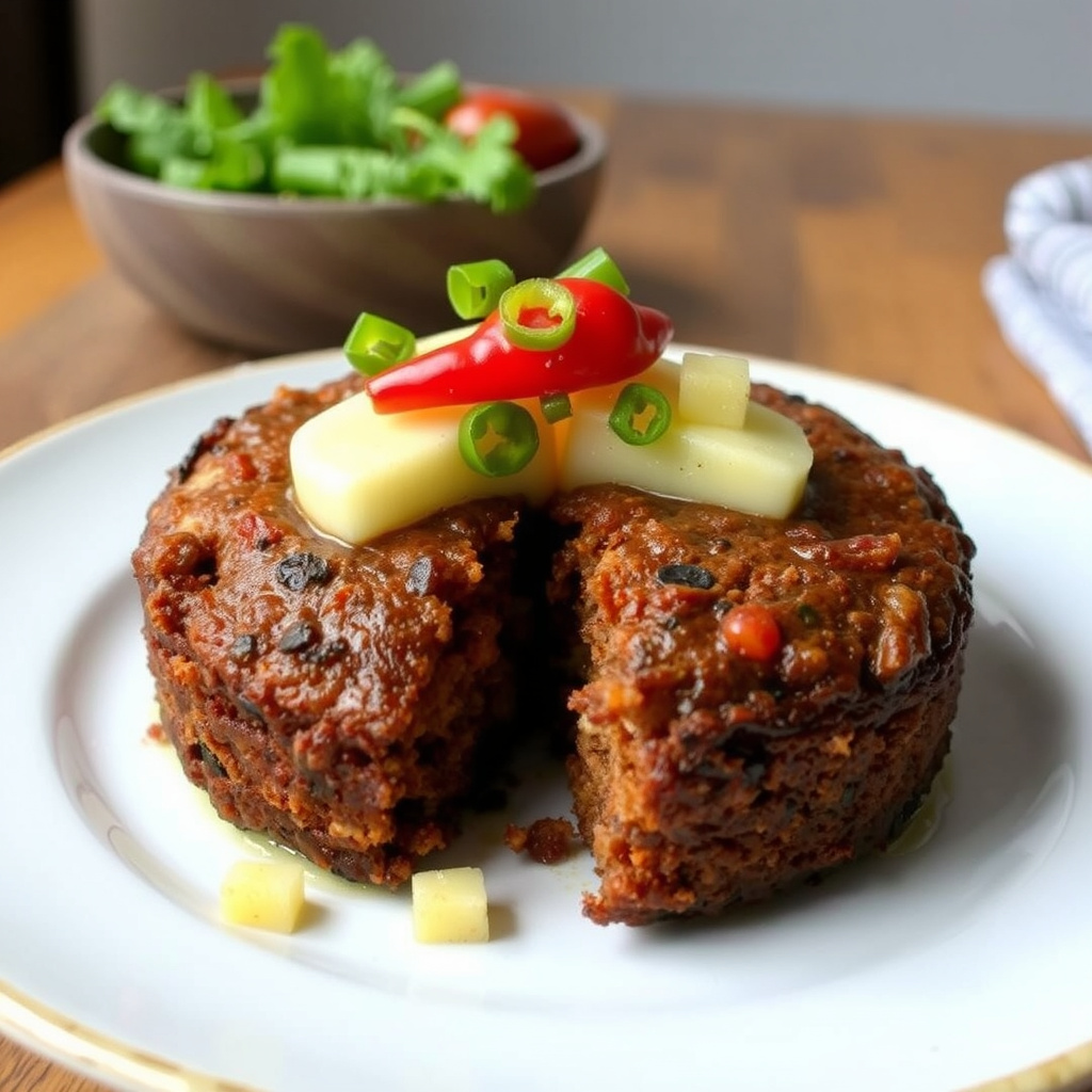 Hellige hash-brown-kake med stekte paprika