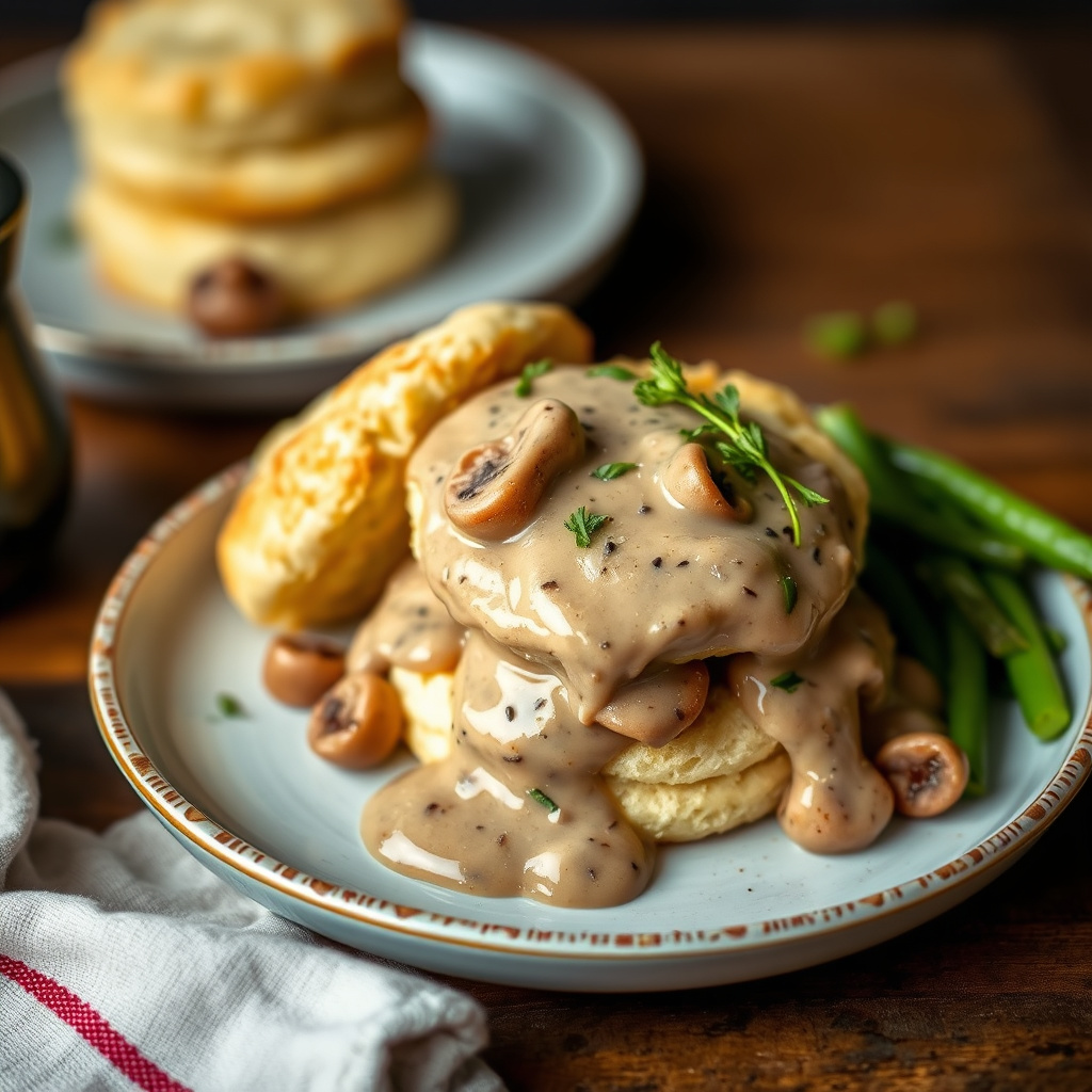 Hjemmelagde kjeks med shiitake-soppsaus