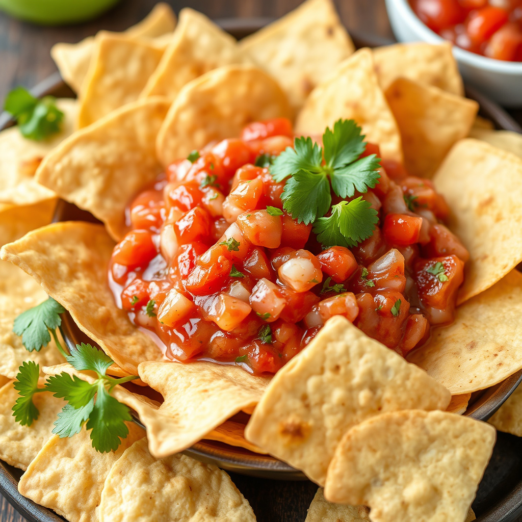 Hjemmelaget salsa og tortillachips