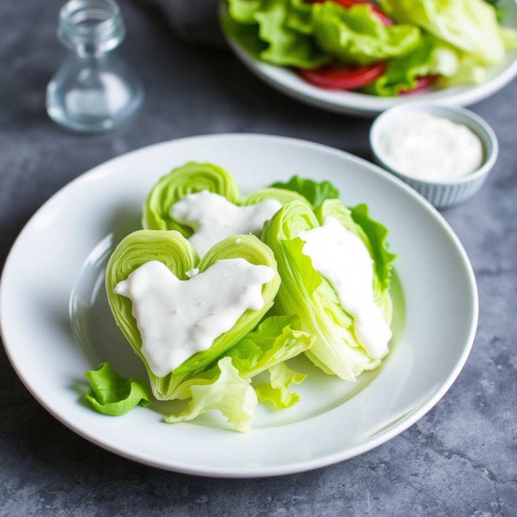 Hjerter av isbergsalat med ranchdressing